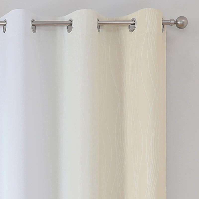 Estelar Textiler Beige and Greyish White Ombre Blackout Curtains 63 Inches Length 2 Panels Set for Bedroom  Thermal Insulated Full Light Blocking Grommet Gradient Drapes for Living Room  42Wx63L - Image 4