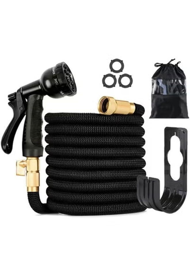 كيلا خرطوم حديقة قابل للتمدد بطول 100 قدم مع فوهة 8 وظائف، خرطوم حديقة قابل للسحب مانع للتسرب لغسيل السيارات ونباتات الحديقة وسقي الحيوانات الأليفة وتنظيف الأرضيات، لون أسود - Image 1