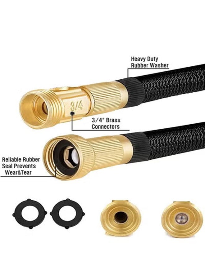 كيلا خرطوم حديقة قابل للتمدد بطول 100 قدم مع فوهة 8 وظائف، خرطوم حديقة قابل للسحب مانع للتسرب لغسيل السيارات ونباتات الحديقة وسقي الحيوانات الأليفة وتنظيف الأرضيات، لون أسود - Image 3
