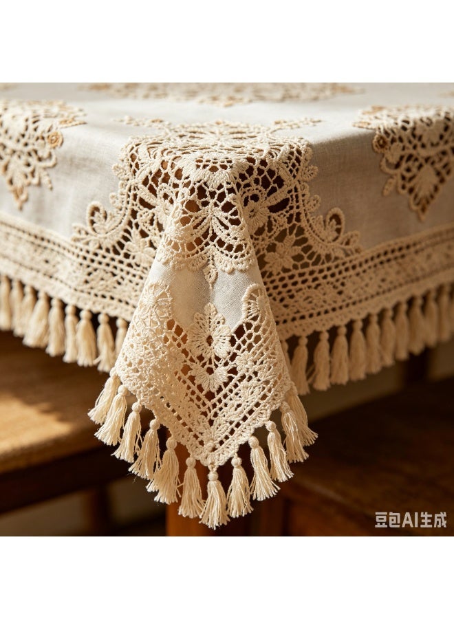 HPMY Rustic Boho Wedding Bridal Shower Party Decorations Rectangle Overlay Long Vintage Embroidered Reception Table Cloth Decor - Image 4