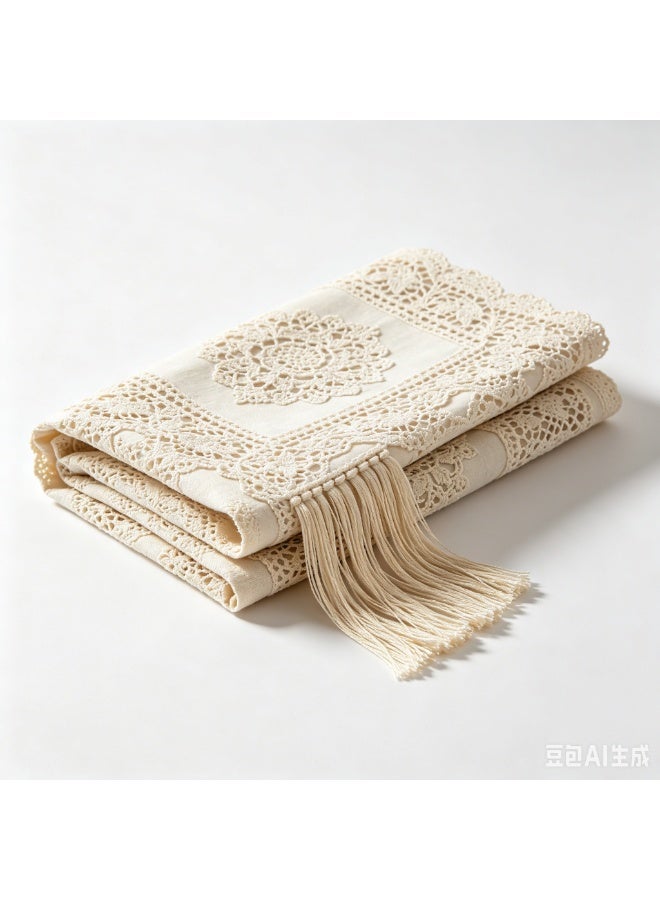 HPMY Rustic Boho Wedding Bridal Shower Party Decorations Rectangle Overlay Long Vintage Embroidered Reception Table Cloth Decor - Image 1
