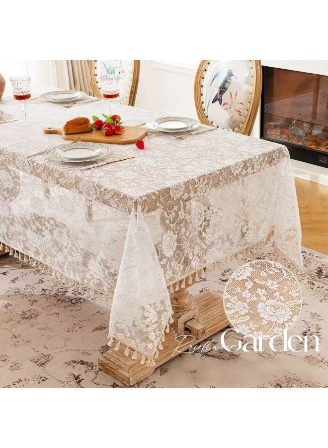 HPMY Rustic Boho Wedding Bridal Shower Party Decorations Rectangle Overlay Long Vintage Embroidered Reception Table Cloth Decor - Image 5