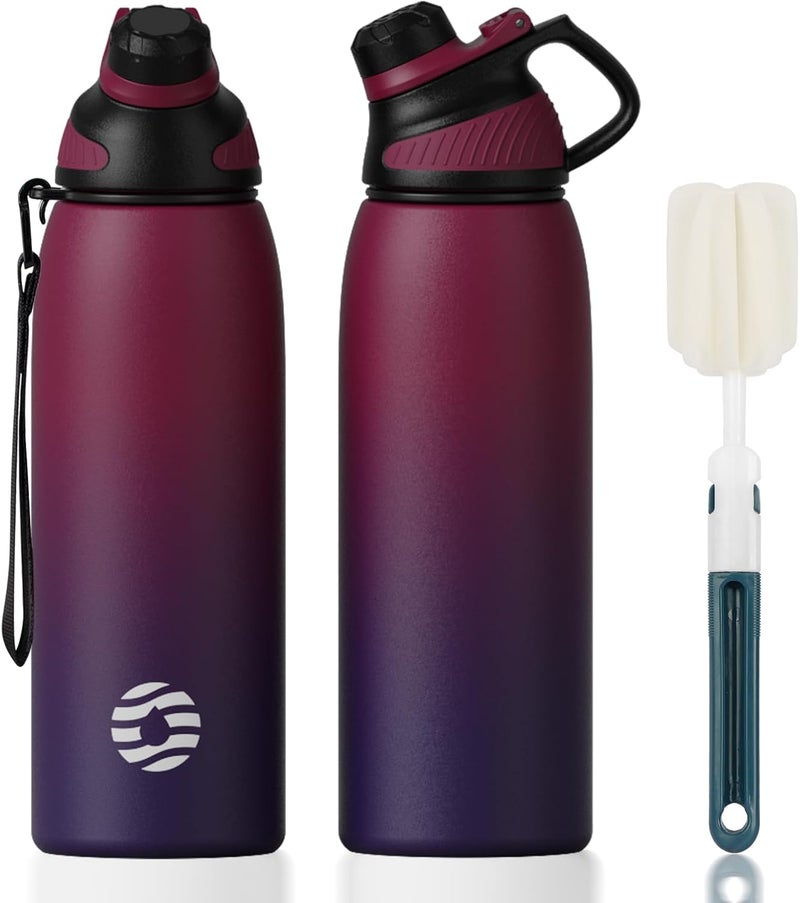 FjBottle Stainless Steel Water Bottle With Magnetic Lid - 600ml/800ml/1L/1.5L BPA Free Insulated Sports Bottle for Hot&Cold Drinks - Vacuum Flask Leak-Proof for Gym, Work, Travel - Image 1