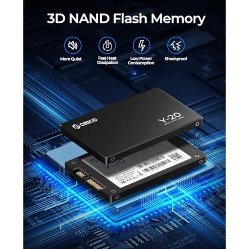 NAND SSD لاستخدام سطح المكتب والكمبيوتر المحمول، محرك أقراص الحالة الصلبة الداخلي SATA III بسرعة 6 جيجابت في الثانية مقاس 2.5 بوصة بسعة 128 جيجابايت، غلاف أسود، سرعة قراءة تصل إلى 500 ميجابايت/ثانية - Image 5
