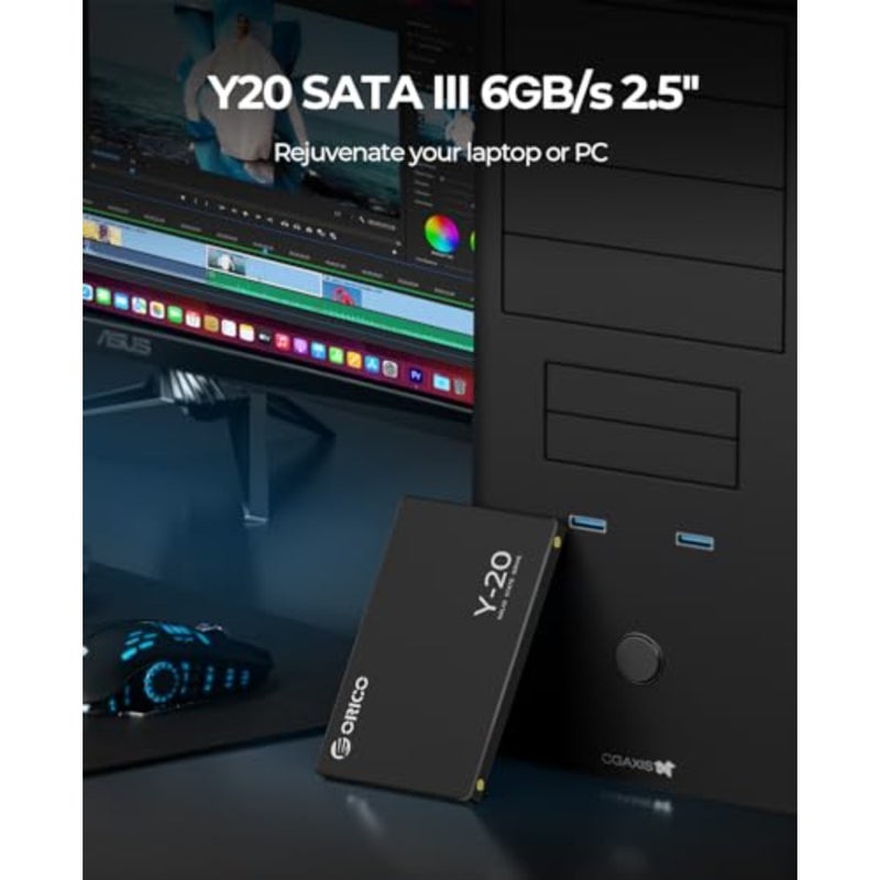 NAND SSD لاستخدام سطح المكتب والكمبيوتر المحمول، محرك أقراص الحالة الصلبة الداخلي SATA III بسرعة 6 جيجابت في الثانية مقاس 2.5 بوصة بسعة 128 جيجابايت، غلاف أسود، سرعة قراءة تصل إلى 500 ميجابايت/ثانية - Image 4