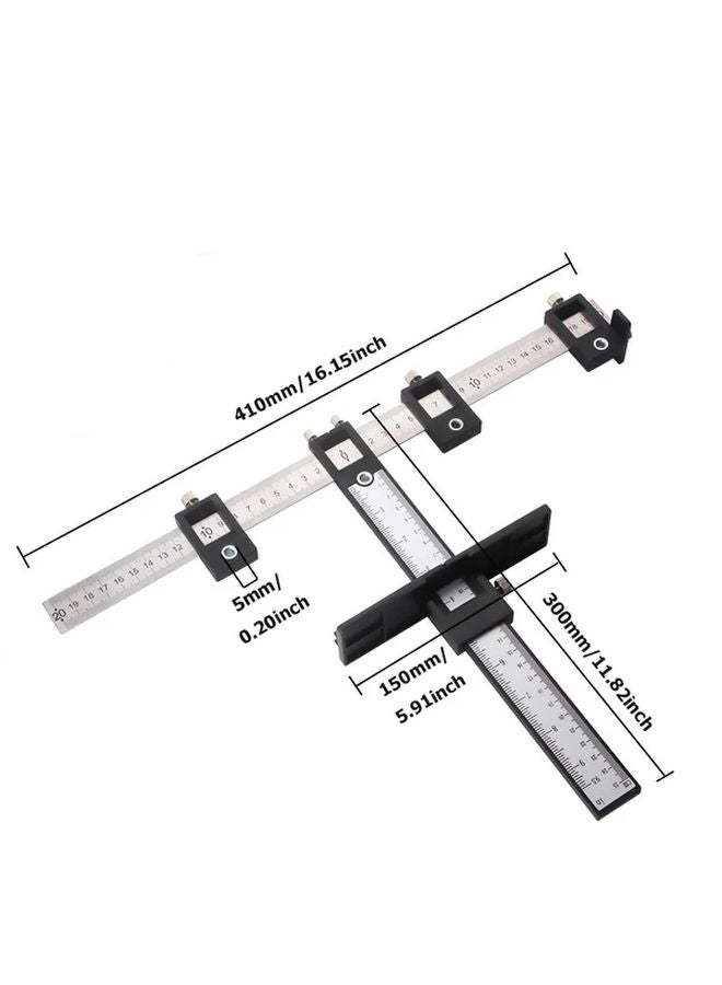 Black Metal Cabinet Hardware Fixture Adjustable Drill Bit Template Guide For Door Drawer Handles - Image 5