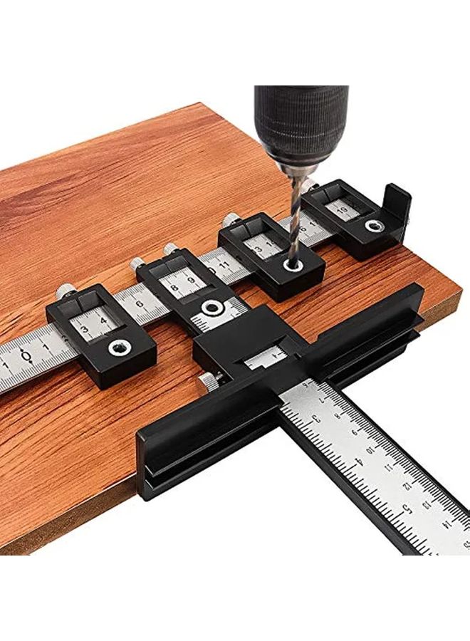 Black Metal Cabinet Hardware Fixture Adjustable Drill Bit Template Guide For Door Drawer Handles - Image 1