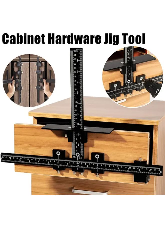 Black Metal Cabinet Hardware Fixture Adjustable Drill Bit Template Guide For Door Drawer Handles - Image 3