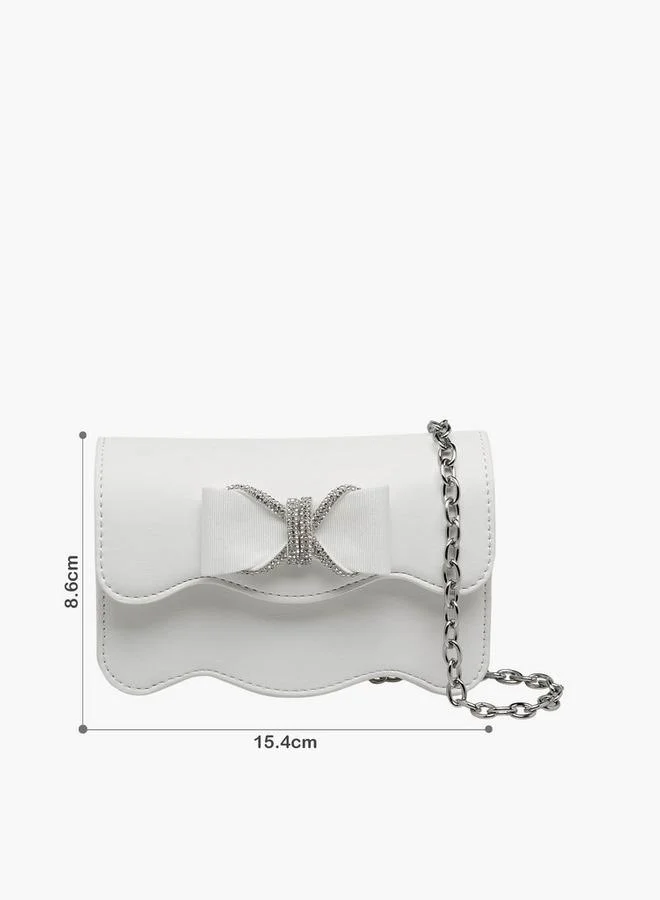 Celeste Scalloped Bow Embellished Crossbody Bag with Chain Strap Ramadan Collection