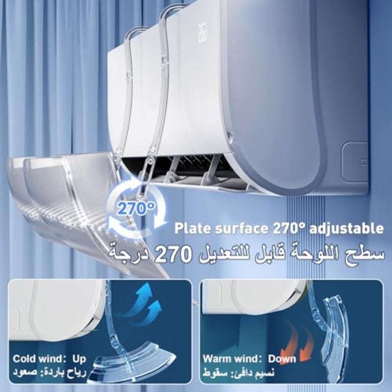 عاكس مكيف هواء سبليت 1020 ~ 1500 مم، درع رياح مكيف الهواء، مثبت على الحائط بدون ثقب، اتجاه الرياح قابل للتعديل وحجم قابل للتعديل، شفاف - Image 4