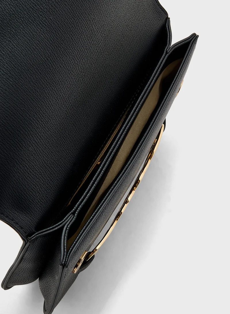 Love Moschino Logo Detailed Flap Over Crossbody