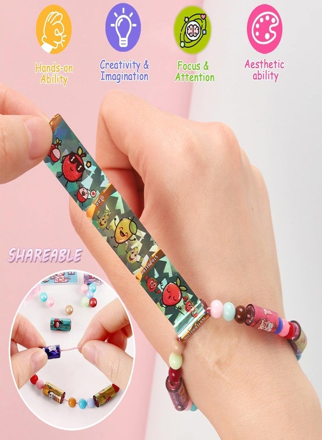BCNJEPIN Sticky Rolls Bracelet, Creative Bracelet Making Set for Girls, Kids Bracelets Making Kit with 160 Random Stickers and 20 Beads, DIY Craft Set for Kids 6-12, Fun Activity for Parent-Child Activities - Image 4