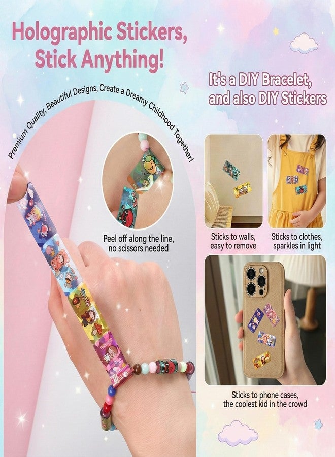 BCNJEPIN Sticky Rolls Bracelet, Creative Bracelet Making Set for Girls, Kids Bracelets Making Kit with 160 Random Stickers and 20 Beads, DIY Craft Set for Kids 6-12, Fun Activity for Parent-Child Activities - Image 5