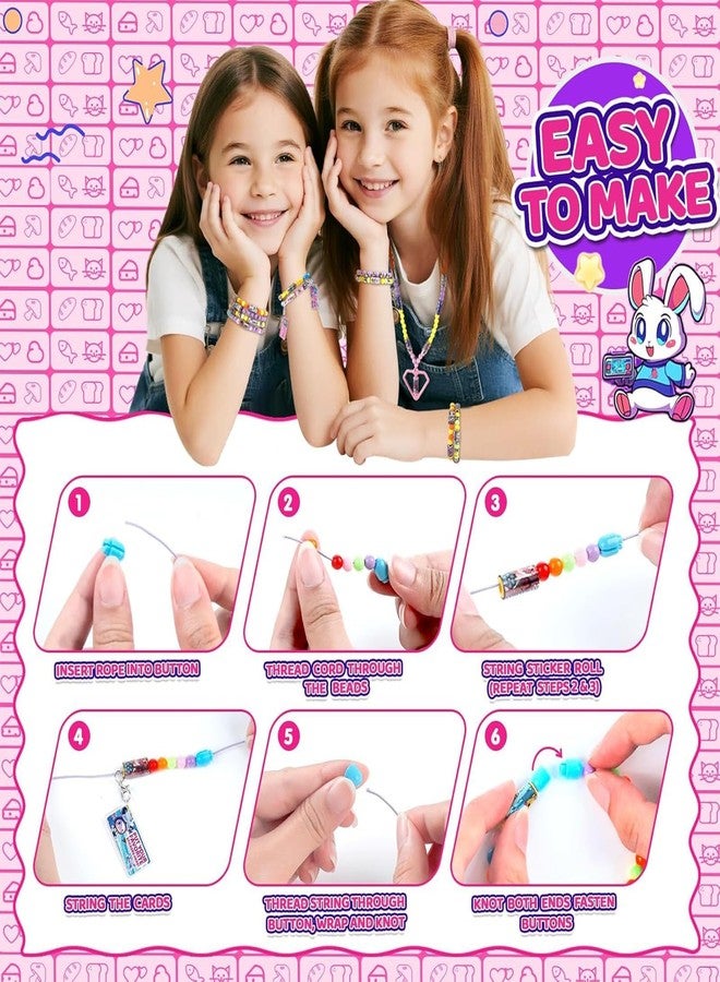 BCNJEPIN Sticky Rolls Bracelet, Creative Bracelet Making Set for Girls, Kids Bracelets Making Kit with 160 Random Stickers and 20 Beads, DIY Craft Set for Kids 6-12, Fun Activity for Parent-Child Activities - Image 3