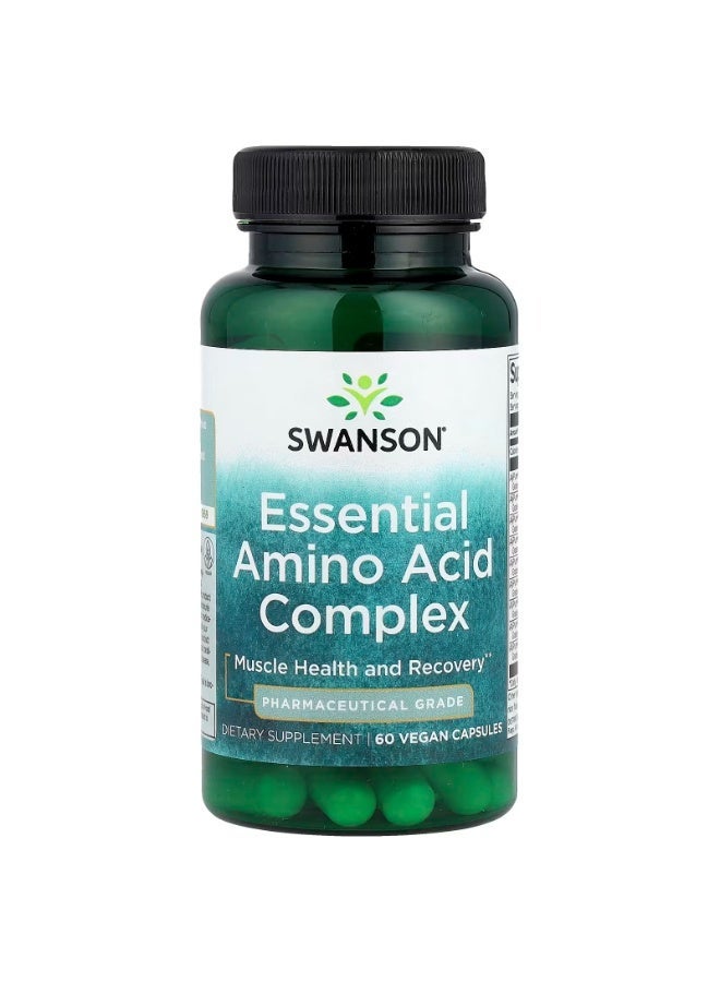 Swanson Essential Amino Acid Complex, All 9 EAAs, Pharmaceutical Grade, 60 Vegan Capsules - Image 1
