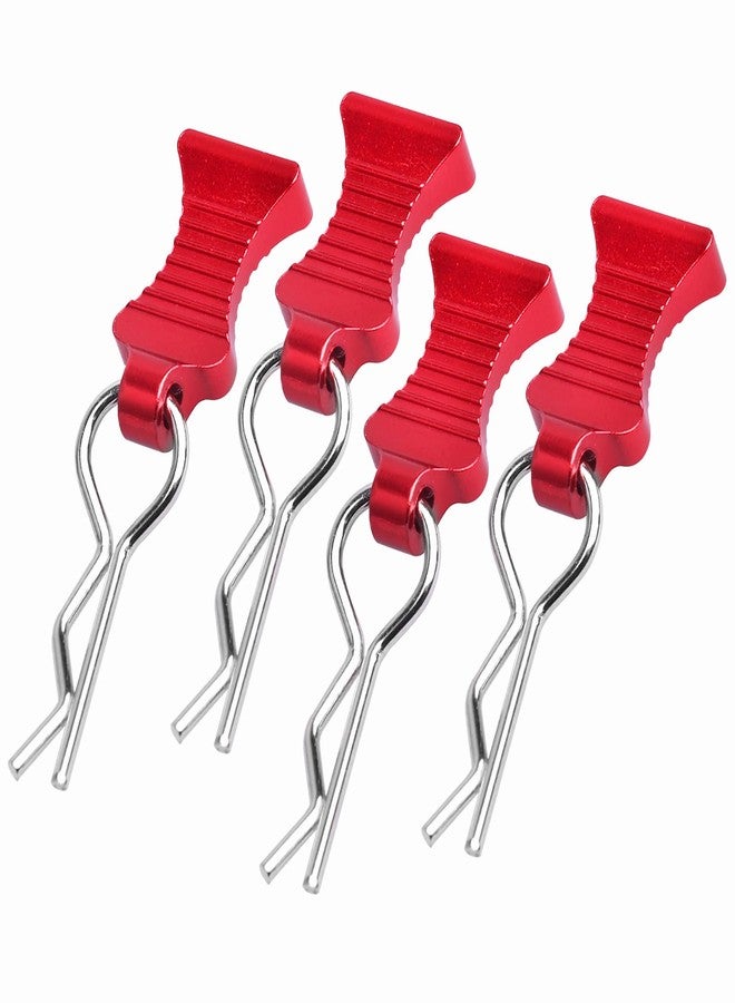 Hobbyfire 4-Pack Universal RC Body Clips with Tabs, Metal Handled Clips for 1/12 1/10 1/8 RC Cars and Trucks, Heavy Duty Body Mounting Clips Shell Replacement (Red) - Image 1