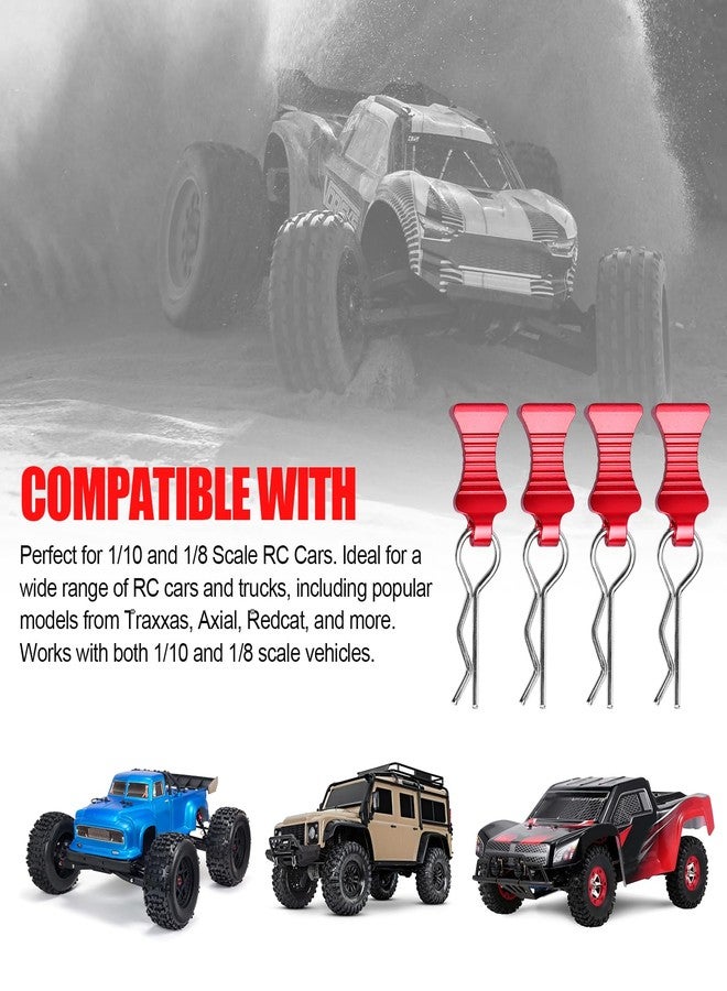 Hobbyfire 4-Pack Universal RC Body Clips with Tabs, Metal Handled Clips for 1/12 1/10 1/8 RC Cars and Trucks, Heavy Duty Body Mounting Clips Shell Replacement (Red) - Image 3