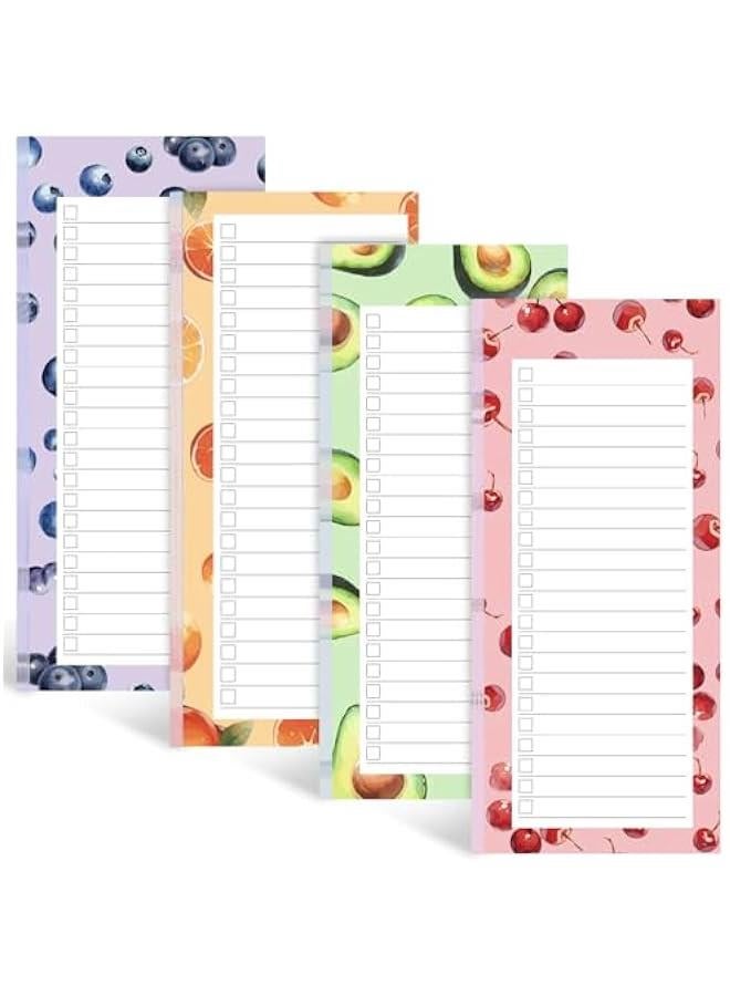 4 قطع من دفاتر الملاحظات المغناطيسية للثلاجة، تصميم فواكه دفاتر ملاحظات لقائمة التسوق وقائمة المهام والتذكيرات 50 ورقة - Image 1