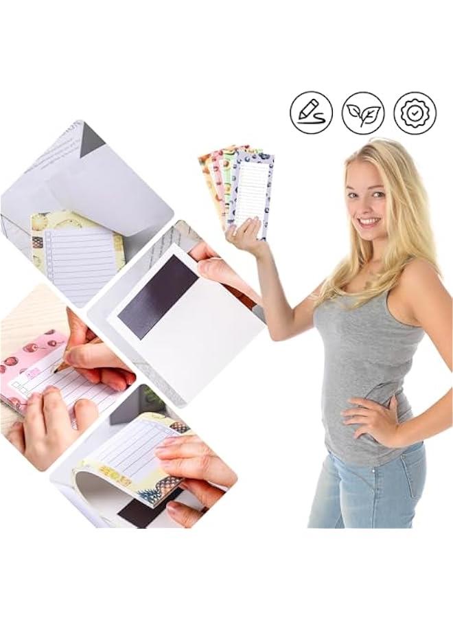 4 قطع من دفاتر الملاحظات المغناطيسية للثلاجة، تصميم فواكه دفاتر ملاحظات لقائمة التسوق وقائمة المهام والتذكيرات 50 ورقة - Image 2