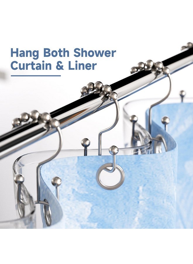 Titanker Shower Curtain Hooks Rings, Rust Resistant Metal Double Glide Shower Hooks Rings for Bathroom Shower Rods Curtains, Set of 12 Hooks - Nickel - Image 2