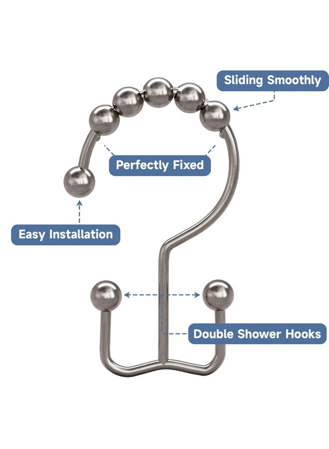 Titanker Shower Curtain Hooks Rings, Rust Resistant Metal Double Glide Shower Hooks Rings for Bathroom Shower Rods Curtains, Set of 12 Hooks - Nickel - Image 4