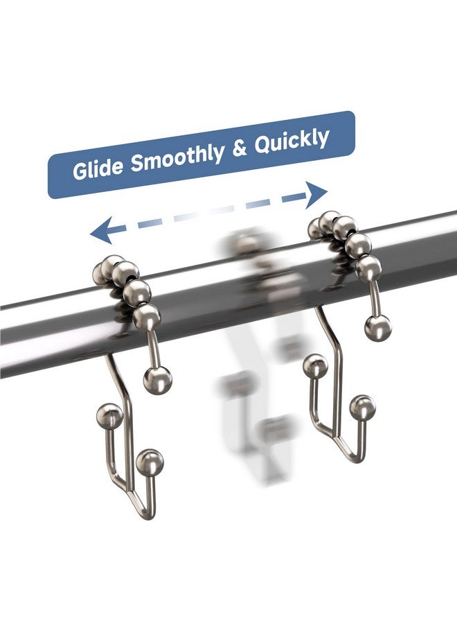 Titanker Shower Curtain Hooks Rings, Rust Resistant Metal Double Glide Shower Hooks Rings for Bathroom Shower Rods Curtains, Set of 12 Hooks - Nickel - Image 3