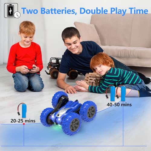 AFUNX Remote Control Car RC Stunt Cars Double Sided 360 Rolling Rotating Rotation Rechargeable Car Toy for 6 7 812 Year Old Boy Kids Birthday Xmas Gift Blue - Image 5
