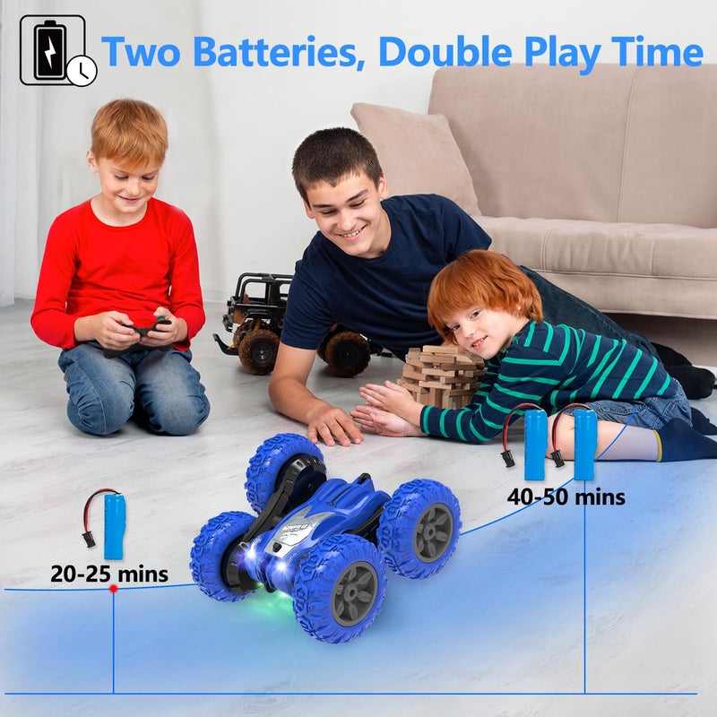 AFUNX Remote Control Car RC Stunt Cars Double Sided 360 Rolling Rotating Rotation Rechargeable Car Toy for 6 7 812 Year Old Boy Kids Birthday Xmas Gift Blue - Image 3