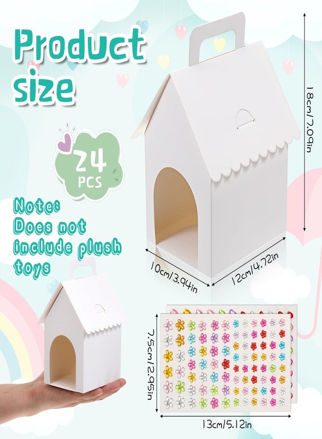 Apausvcm 24 Pcs Dog Party Favors Boxes, 3.94×4.72×7.09 Inch White Dog House Shaped Gift Boxes with Holes and Handle Foldable Gift Case with 2 sheets Stickers for Puppy Pet Adoption Kids DIY Crafting Birthday - Image 2