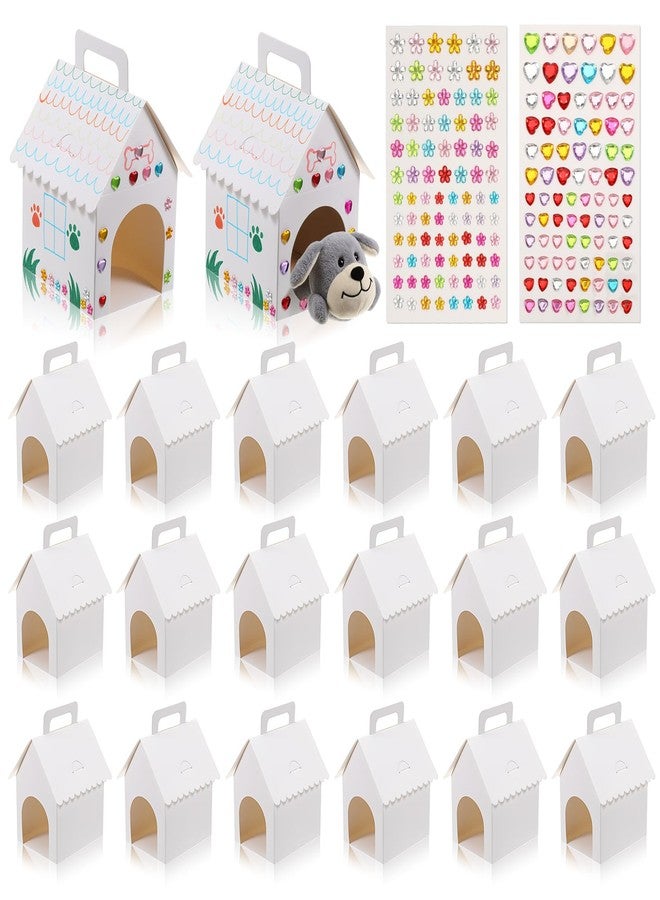 Apausvcm 24 Pcs Dog Party Favors Boxes, 3.94×4.72×7.09 Inch White Dog House Shaped Gift Boxes with Holes and Handle Foldable Gift Case with 2 sheets Stickers for Puppy Pet Adoption Kids DIY Crafting Birthday - Image 1