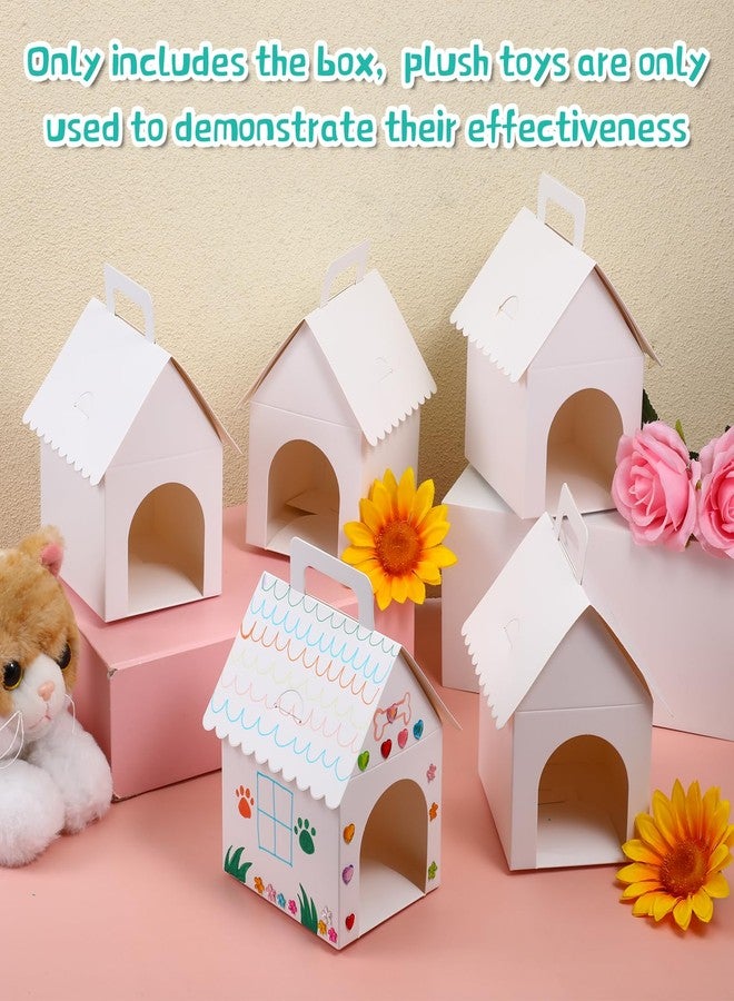 Apausvcm 24 Pcs Dog Party Favors Boxes, 3.94×4.72×7.09 Inch White Dog House Shaped Gift Boxes with Holes and Handle Foldable Gift Case with 2 sheets Stickers for Puppy Pet Adoption Kids DIY Crafting Birthday - Image 5