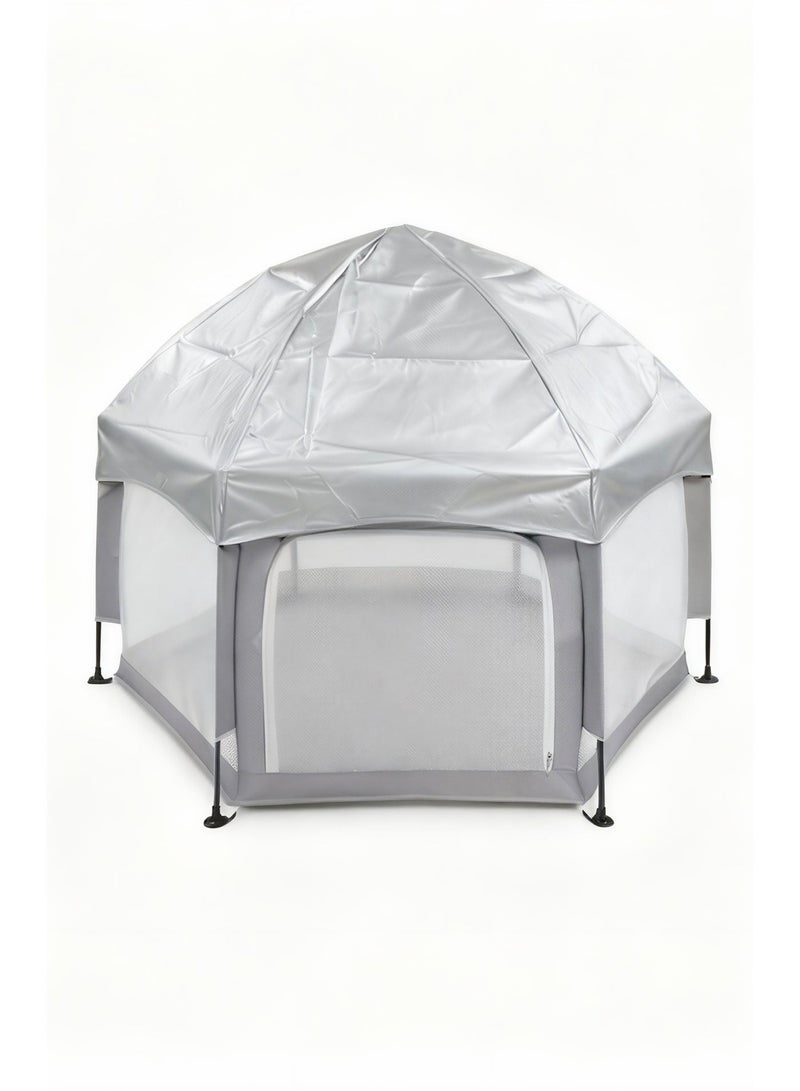 Spacious & Safe Pop-Up Baby Playpen Tent with Zippered Door - Indoor/Outdoor Hexagonal Activity Center for Infants & Toddlers - without balls - Image 1