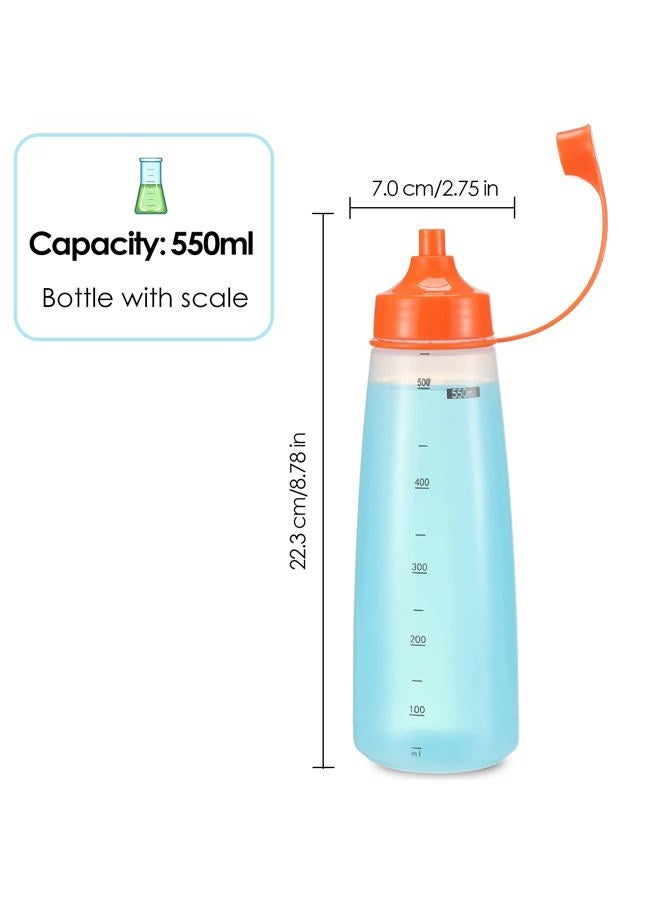 Ondiomn Plastic Condiment Squeeze Bottles for Sauces Wide Mouth - Salad Dressing Bottle Dispenser for Sauce Cooking Oil Ketchup Syrup Liquids Griddle Paint Mustard Resin (2-Pack (orange), 19, ounces) - Image 3
