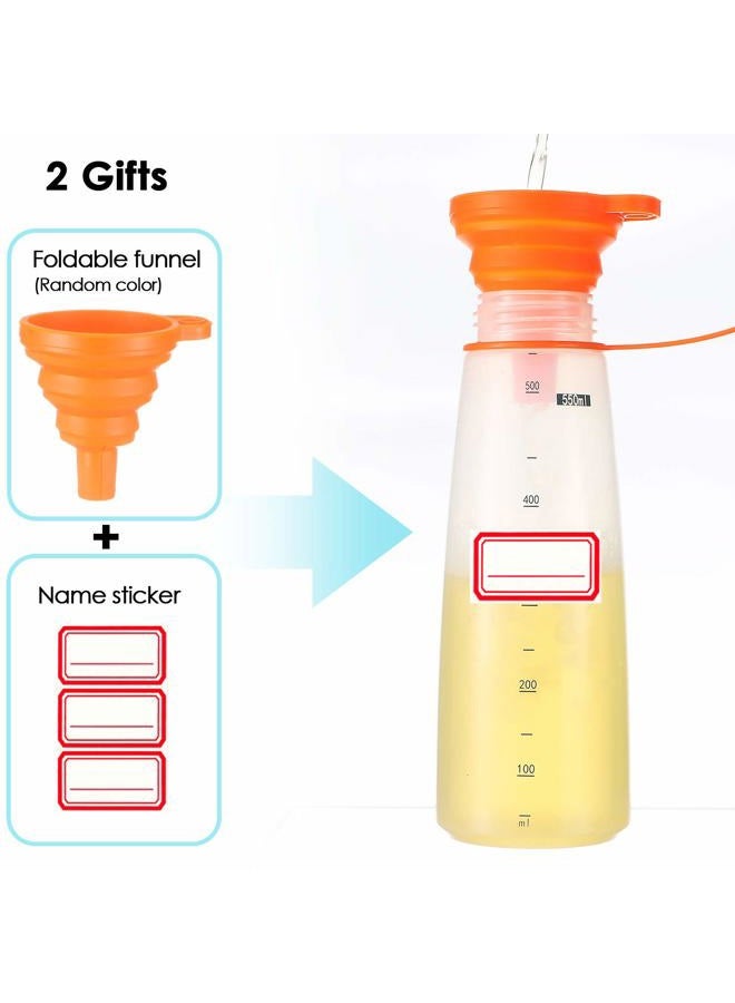 Ondiomn Plastic Condiment Squeeze Bottles for Sauces Wide Mouth - Salad Dressing Bottle Dispenser for Sauce Cooking Oil Ketchup Syrup Liquids Griddle Paint Mustard Resin (2-Pack (orange), 19, ounces) - Image 4