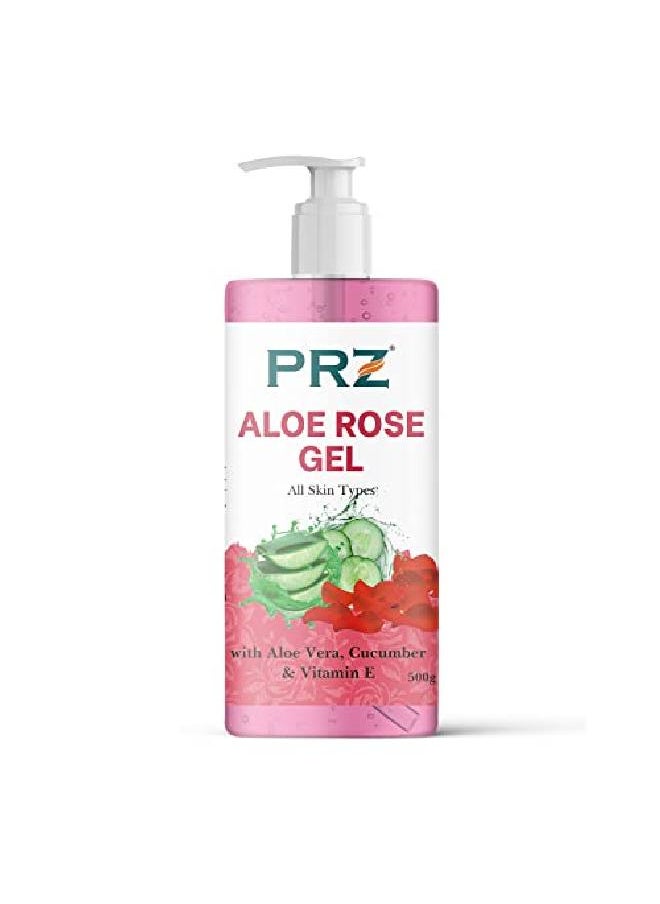 PRZ 100% Pure & l Aloe Rose Gel with Aloe Vera Rose & Vitamin E for Skin 500g  - Image 2