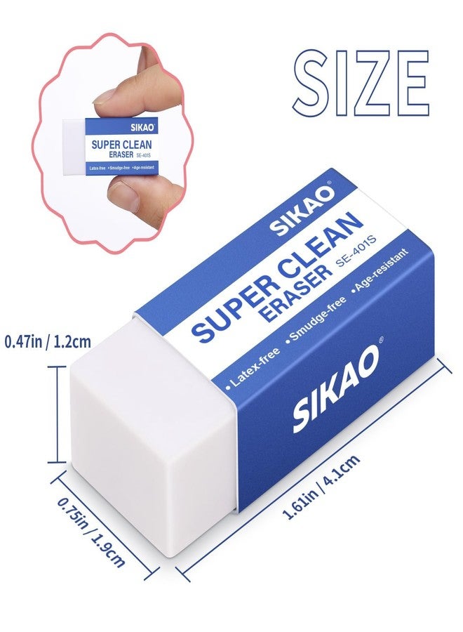 Sikao White Erasers, 12 Pack Block Pencil Erasers - Smudge-Free Latex-Free, Erasers for Kids School Supplies, Clean Erase for Homework, Office & Drawing (Art Use) - Image 2