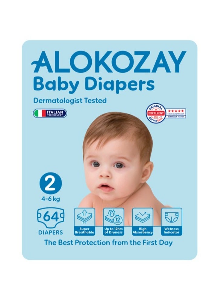 Alokozay Alokozay - Premium Baby Diapers - Size 2 (4-6 Kg) - 64 Diapers  - Image 1