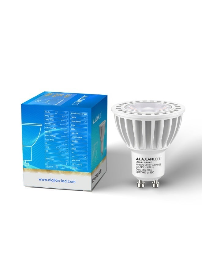 ALAJLAN LED Bulb, GU10, 3.5W power, 2300K illumination, CRI 95 color accuracy, 50,000 hour lifespan, supports dimmer, 5-year warranty, (4 pieces) - Image 2