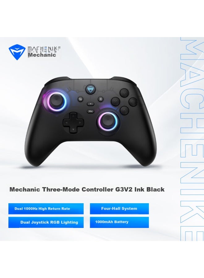 MACHENIKE Machenike (machenike) G3v2 2.4g/wired/bluetooth Three-mode Game Controller Four-hall Dual 1000hz Return Rate Rgb 1000mah Yan Yun Sixteen Sound Ink Frost Black  - Image 1