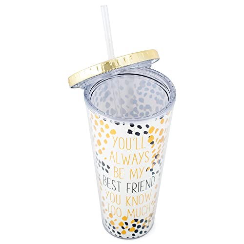 Mary Square Always Be My Best Friend Know Too Much 24 ounce Acrylic Travel Tumbler with Straw - Image 4