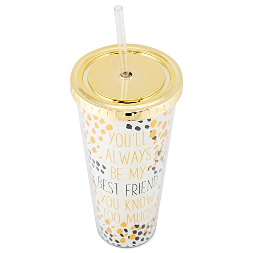 Mary Square Always Be My Best Friend Know Too Much 24 ounce Acrylic Travel Tumbler with Straw - Image 3
