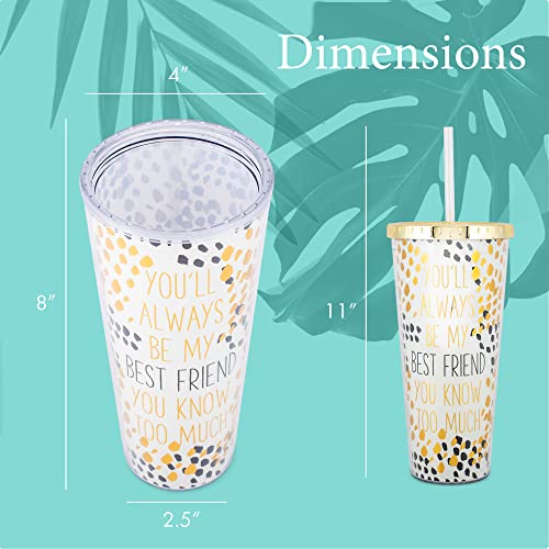 Mary Square Always Be My Best Friend Know Too Much 24 ounce Acrylic Travel Tumbler with Straw - Image 5