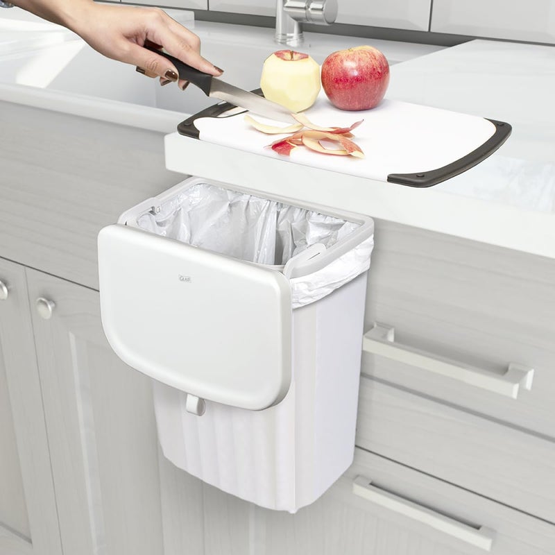 Glad Roomate Under Counter Waste Bin | Space Saving Small Trash Can for Kitchen Cabinet, Bathroom or Office | Dual Lid for Ease of Opening, 9 Liter, White - Image 5