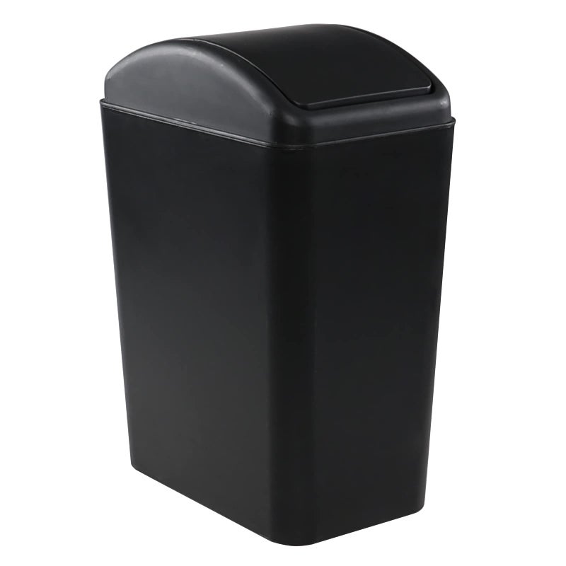 AnnkkyUS 16 Liter Plastic Garbage Can Waste Bin with Swing Lid Black