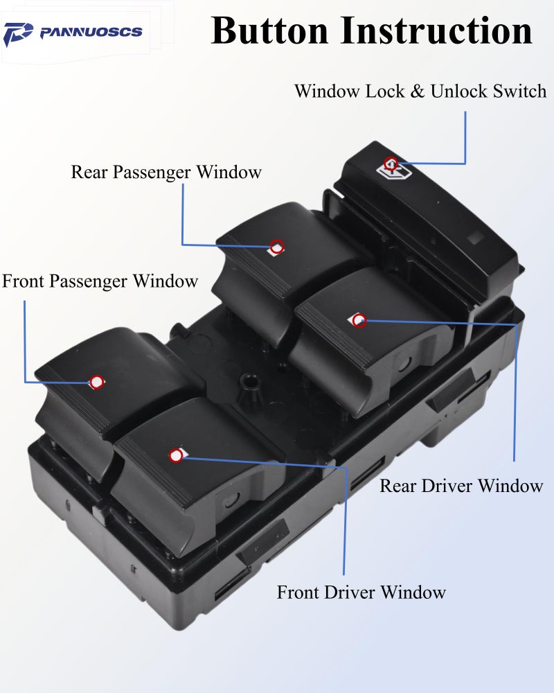 PANNUOSCS Driver Side Master Power Window Switch Compatible with 2007-2017 Chevy Silverado 1500 2500HD 3500HD HHR Traverse/GMC Sierra 1500 2500HD 3500HD Yukon Automotive Power Window Switches Replace#20945129 - Image 2