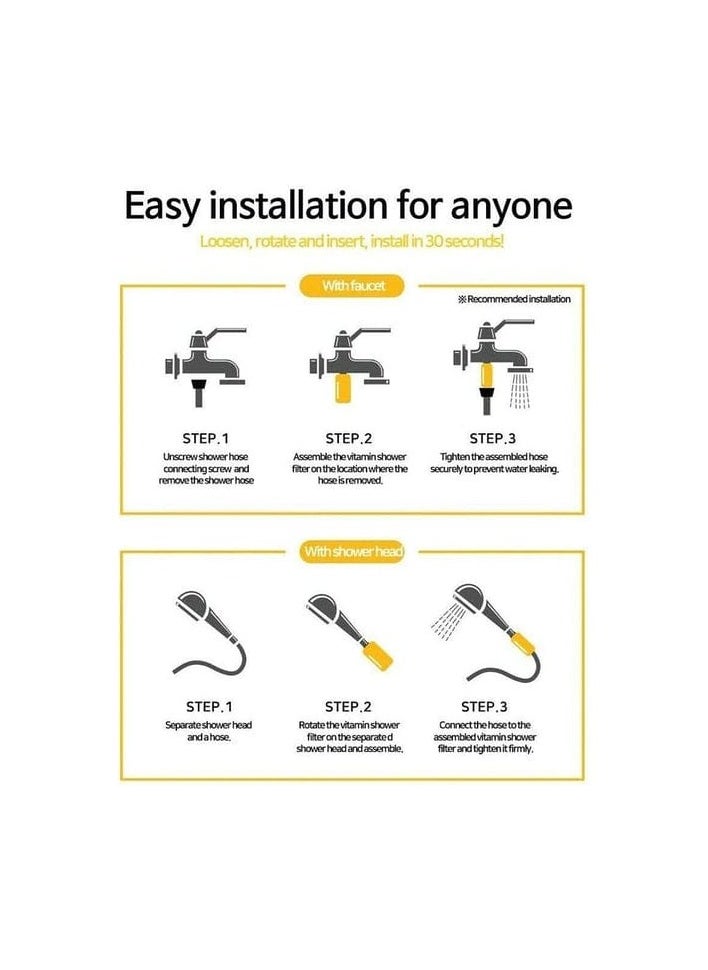 H201 - Vitamin C Shower Filter for hair fall - Water Purifying Shower Head for Healthy Skin & Hair - Vitamin C Infuser, Hard Water Softener, Beaded Filter for Bacteria Removal - Bathroom Accessories for Hair Loss Prevention & Hydration - Image 1