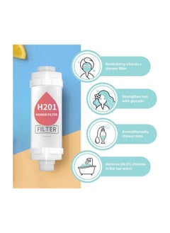 H201 Vitamin C Shower Filter for hair fall - Water Purifying Shower Head for Healthy Skin & Hair - Vitamin C Infuser, Hard Water Softener, Beaded Filter for Bacteria Removal - Bathroom Accessories for Hair Loss Prevention & Hydration  - Image 2