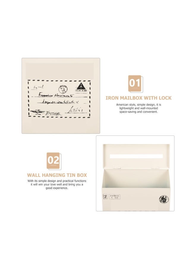 Mailbox Metal Large Capacity, Vintage Post Box withand Cover, Wall Mount Steel Mail Box for Garden Outside Coffee Shop Rustic Farmhouse(Color:White) - Image 4