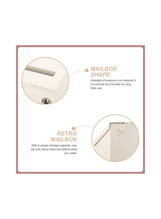 Mailbox Metal Large Capacity, Vintage Post Box withand Cover, Wall Mount Steel Mail Box for Garden Outside Coffee Shop Rustic Farmhouse(Color:White) - Image 5