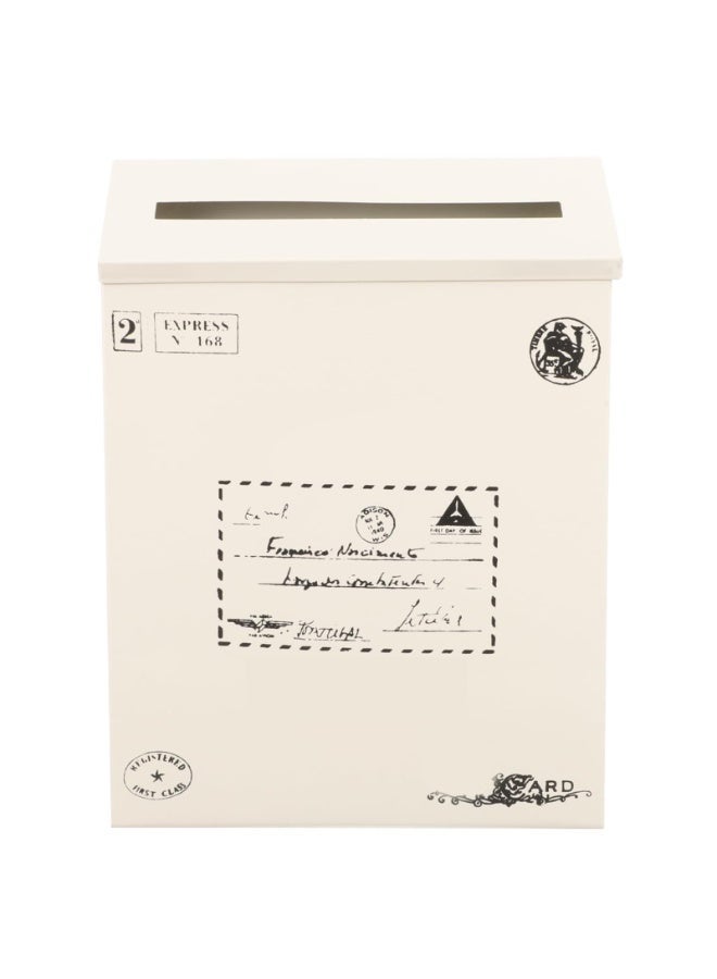 Mailbox Metal Large Capacity, Vintage Post Box withand Cover, Wall Mount Steel Mail Box for Garden Outside Coffee Shop Rustic Farmhouse(Color:White) - Image 1